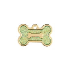 Ollipet hundetegn | Guld m. lys grøn glimmer | Small