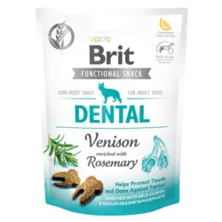 Brit Functional Snack Dental Venison & Rosemary er velsmagende hundegodbidder med vildt og rosmarin – funktionelle snacks til voksne hunde