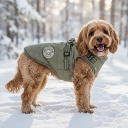 Dejlig vinterjakke med indbygget sele