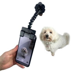 Selfie stang til hunde der kan påsættes en telefon