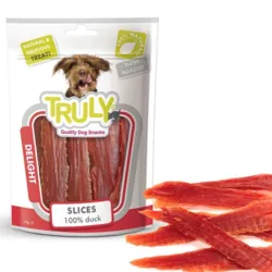 Truly Quality Dog Snacks Slices 100% Duck 90 g – 100% naturlige hundesnacks med and, nænsomt tilberedt for intens smag og høj accept