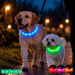 Ollipet Blinkende LED hundehalsbånd er genopladeligt og med 3 forskellige lysindstillinger.