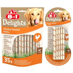 8in1 Delights Twisted Sticks er godt hundens tænder og tandkød