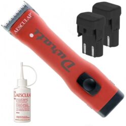 Aesculap Durati Hundetrimmer. Her i pakke med to batterier, olie samt klippeskær