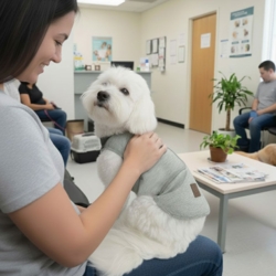 Brug vesten ved dyrlægen, for ekstra tryghed