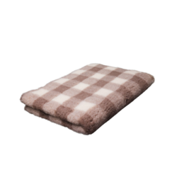 Blødt Vetbed tæppe med flotte tern holdt i lyse, brunlige nuancer