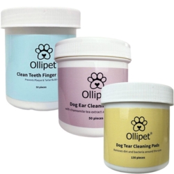 Øjen- øre- og tandpleje til hunde. Simpelt og nemt med milde ingredienser.