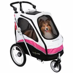 Hundeklapvogn med roterbart forhjul og justerbart styr – perfekt til hundeudstillinger