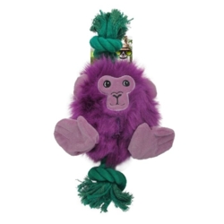 Sjovt hundelegetøj i form af en lilla abe med blødt plys og knudereb