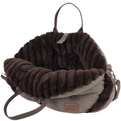 Eksklusiv bæretaske i slidstærkt tekstil og blød plys