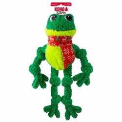 Den sjoveste Kong Holiday Knots Frog julebamse - det perfekte hundelegetøj i juletiden.