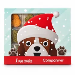 Companion X-mas Cookies i festlig juleæske med 12 godbidder til hunde formet som snemænd, juletræer og kagemænd