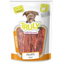 TRULY Fillets Deer hundegodbidder med hjort i chewy filletter og fedtfattig opskrift med 4% fedt