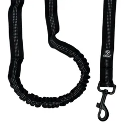 Ollipet elastisk hundeline med stødabsorberende funktion i sort design