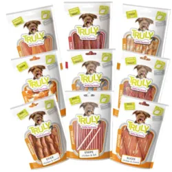 Truly Delight hundegodbidder mix med kylling, and og fisk i forskellige former