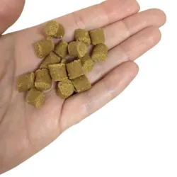 Bløde Snack'it Softies hundegodbidder i små tern vist i hånd