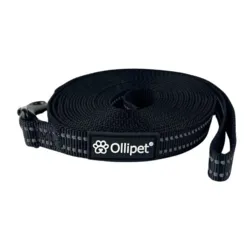 Ollipet refleks sporline i sort til hundetræning og gåture