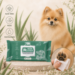 PSH Aloe Lover vådservietter med aloe vera renser og plejer skånsomt hundens poter og pels. Fugtgivende og praktiske til daglig brug