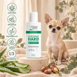PSH Ozone Hard shampoo med aloe vera og arganolie renser hundens pels og hjælper med at reducere uønsket lugt