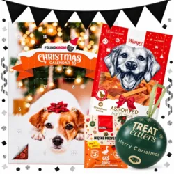 Glæd din hund med smagfulde juleoverraskelser: Faunakram julekalender, Wanpy julesnacks, Treateaters julekugle og bløde Buba godbidder