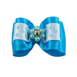 Silkesløjfe med perler og prikker | Turkis