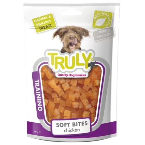 Truly Soft Bites Chicken træningsgodbidder til hunde – små, bløde tern med ægte kylling, perfekte som hurtig og motiverende belønning