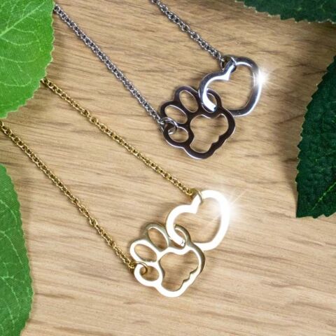 Hjerte og pote halskæde