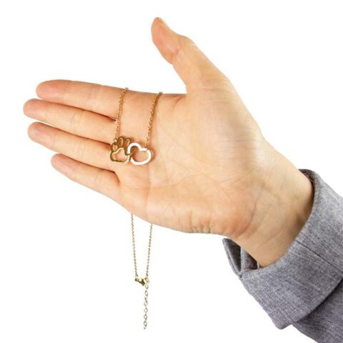 Hjerte og pote halskæde | Guld