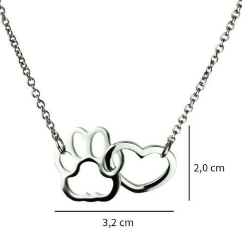 Hjerte og pote halskæde | Størrelse