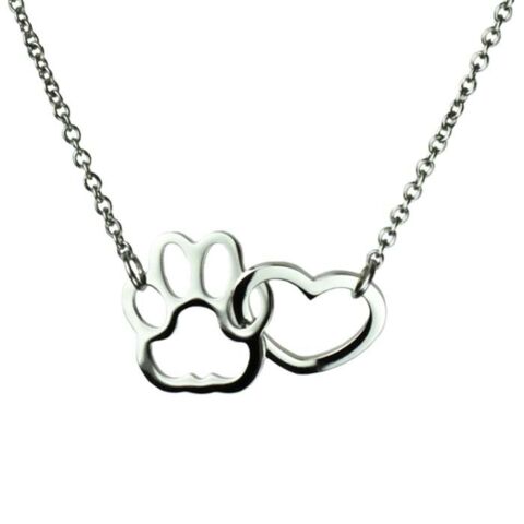 Hjerte og pote halskæde | Sølv