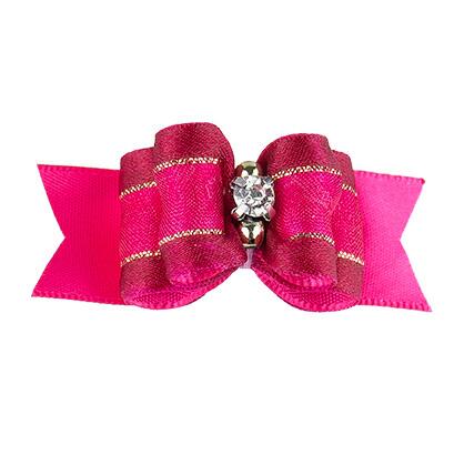 Silkesløjfe med perler og similisten pink