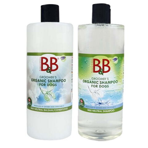 B&B | Shampoosæt | Økologisk hundebalsam Hundeshampoo | Parfumefri 750ml