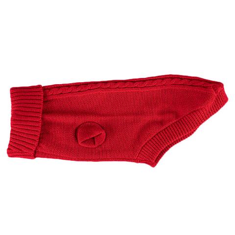 Hundesweater med snoet design i strik | Rød