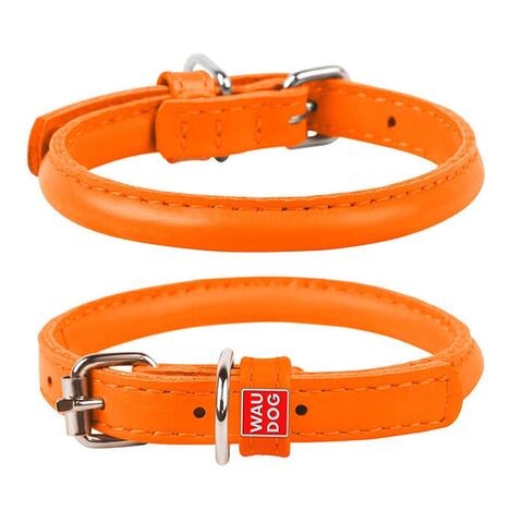 Wau Dog rundsyet læder halsbånd | Orange