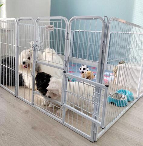 Ollipet Hvid Hvalpegård | 2 delt låge - Skridsikker/gulvbeskytter