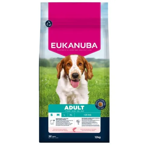 Eukanuba Adult hundefoder 12kg med laks og byg til små og mellemstore hunde