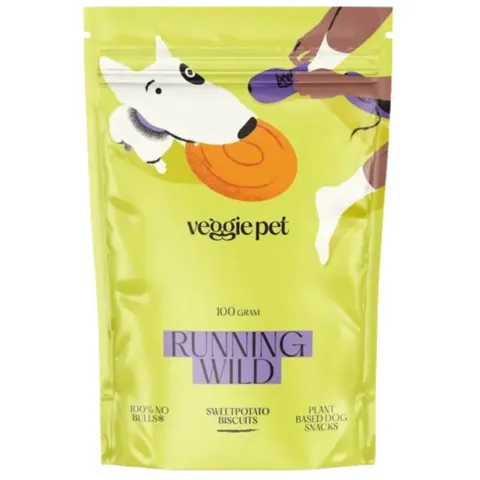 VeggiePet Running Wild Sweet Potato Biscuits plantebaserede hundegodbidder 100g