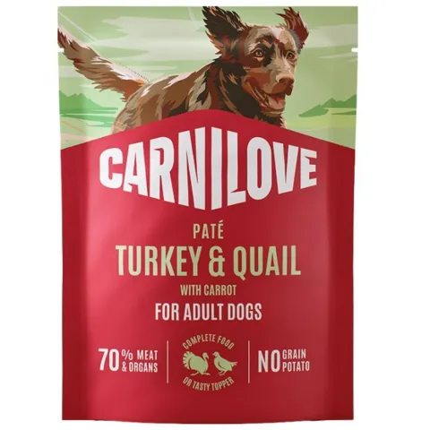 Carnilove Dog Pouch Paté Turkey & Quail med gulerod frontvisning