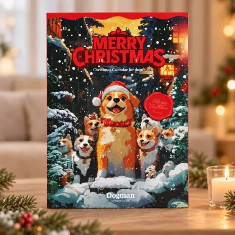 Dogman Merry Christmas julekalender til hunde med 24 låger