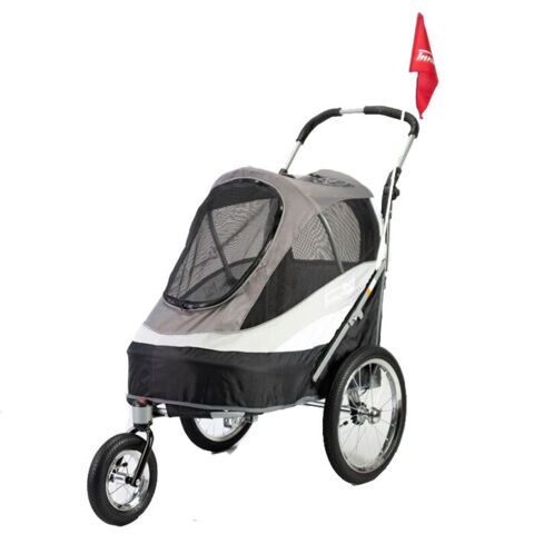 Innopet hundeklapvogn Sporty Dog Trailer Deluxe inkl. cykelstang + regnovertræk - farve: sort/grå