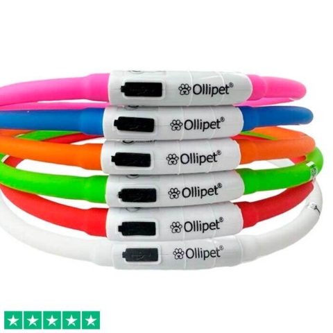 Ollipet Blinkende LED Halsbånd til hunde. Fås i flere farver så de passer til din hund.