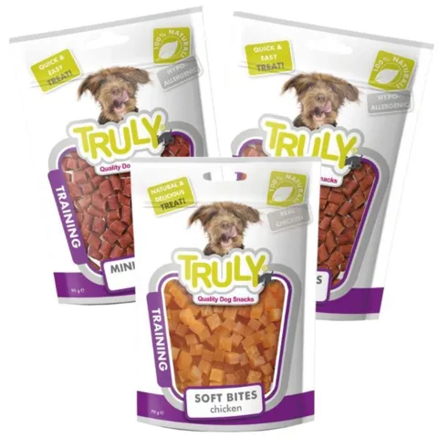 Truly Delight træningsgodbidder i små mundrette bidder – ideelle til hundetræning og daglig belønning.