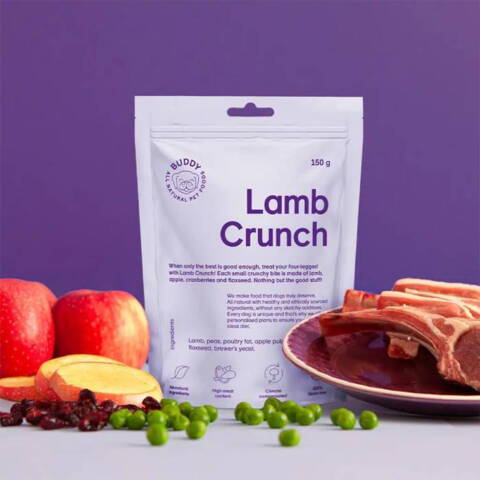 Buddy Pet Foods Lamb Crunch | 200g er en sund og naturlig snack