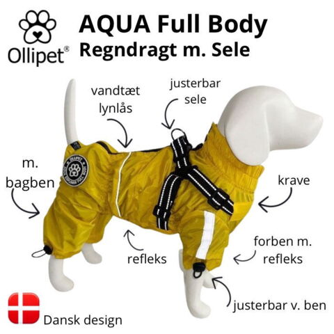 Ollipet AQUA Full Body Raincoat | Med regulerbar Sele