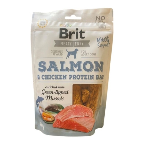 Brit Jerky Salmon Protein Bar er en sund og kornfri hundesnack