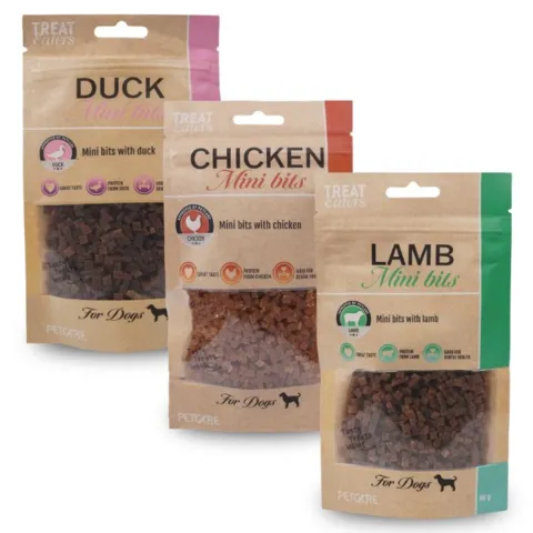 Små godbidder til hunde og hvalpe - vælg mellem: and, kylling eller lam