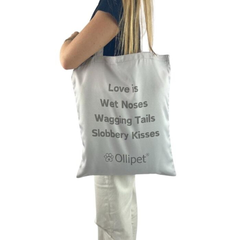 Ollipet shopping net med sødt citat om hunde. Stilrent og i lækker blød kvalitet.