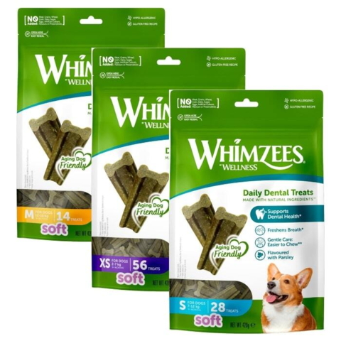 Whimzees Soft til hunde 420g. En blød tandrensende godbid.