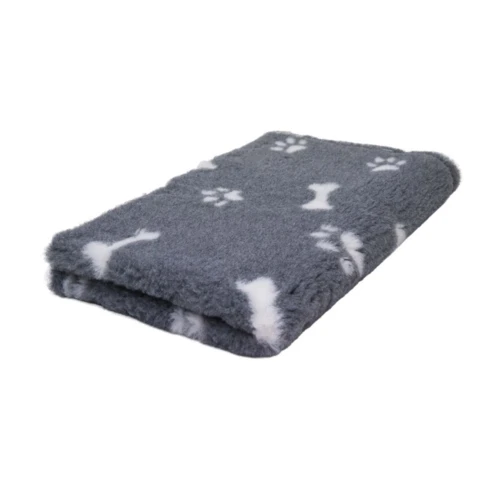 Blødt vetbed tæppe i himmelgrå med hvide ben