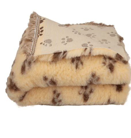 VetBedding Beige med brune poter med skridsikker underside